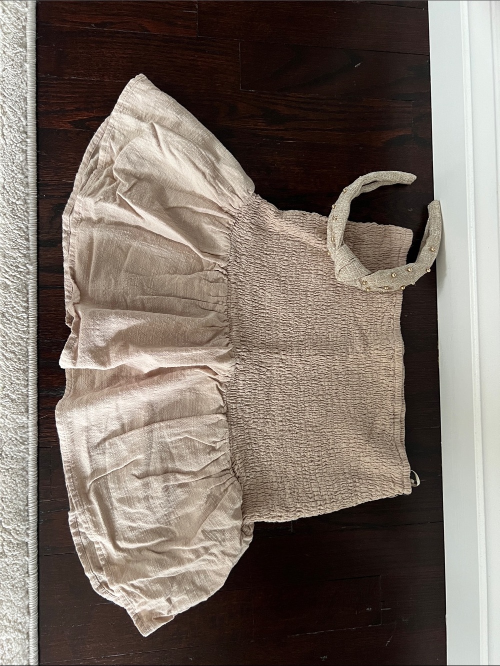 Women's Smocked Beige Ruffle skirt / Headband